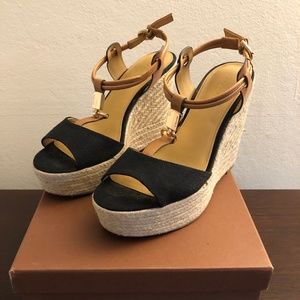 Coach Leah Canvas/ Veg Leather Wedges